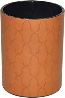 FIS FSPHPUBRD1 Italian PU Pen Holder with Embossed Designs and Sewing, Brown