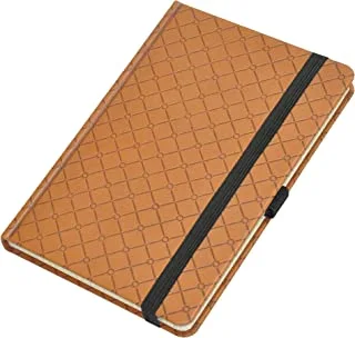 FIS 96 Sheets 5 mm Square Italian PU Cover Ivory Paper Notebook with Elastic Band and Pen Holder, 13 cm x 21 cm Size, Brown
