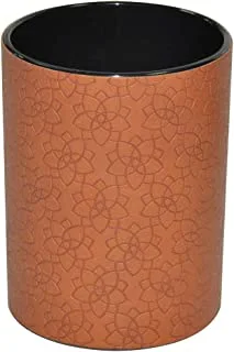 FIS FSPHPUBRD5 Italian PU Pen Holder with Embossed Designs and Sewing, Brown