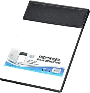 Fis executive 100 gsm white paper block with pvc cover, 100 sheets, 130 mm x 195 mm size, black