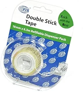 FIS FSTA091863DS Double Stick Tape with Hanger, 18 mm x 6.3 Meter Size