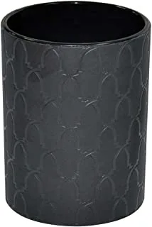 FIS FSPHPUBKD1 Italian PU Pen Holder with Embossed Designs and Sewing, Black