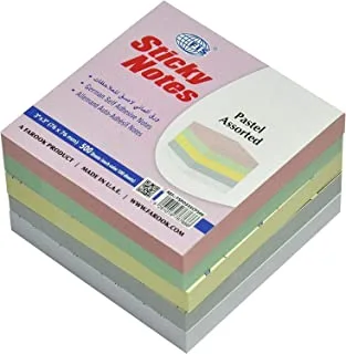 FIS FSPO335CP500 Sticky Note Pads, 5 Assorted Pastel Colors, 500 Sheets, 3-inch x 3-inch Size