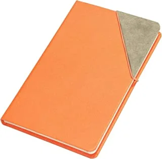 FIS FSNB1321PTOR 120 Sheets Italian PU Cover Ivory Paper Plain Notebook with Corner Elastic Band, 13 cm x 21 cm Size, Orange