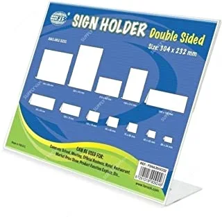 FIS Oblong L-Shape Sign Holders, 304 mm x 232 mm Size, Clear