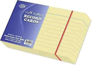 FIS FSIC64YL 240 GSM Ruled Colored Record Card 100-Pieces Set, 6-Inch x 4-Inch Size, Yellow