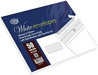 FIS FSWE8026PLSI50 Peel and Seal Envelopes 50-Pieces, 162 mm x 229 mm Size, White