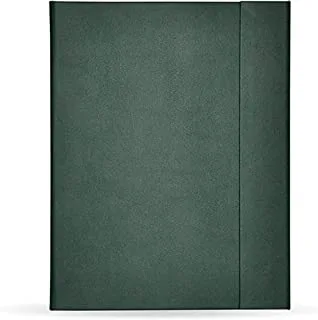 FIS FSMFEXNBA5GR Italian PU Cover with Writing Pad Single Ruled 96 Sheets Ivory Paper Magnetic Folder, A5 Size, Green