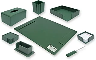 FIS FSDSEX201GR Executive Desk Set 8-Pieces, Green