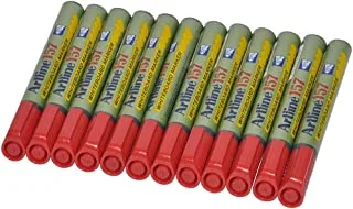 Artline 157 Whiteboard Markers, 2.0mm, Red, Pack of 12 Pieces, Acrylic Fibre Tip, Bullet Style - ARMK157RE