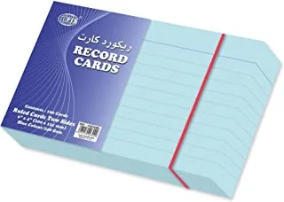 FIS FSIC64BL 240 GSM Ruled Colored Record Card 100-Pieces Set, 6-Inch x 4-Inch Size, Blue