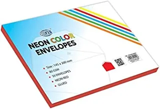 FIS FSEC8025GRE50 80 GSM Neon Glued Envelopes 50-Pack, 145 x 200 mm Size, Red
