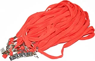 FIS FSNALY12RED Flat Shap Name Badge Lanyard with Metal Clip 12-Pieces, Red