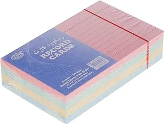 FIS FSIC534C 240 GSM Ruled Colored Record Card 100-Pieces Set, 5-Inch x 3-Inch Size, Assorted