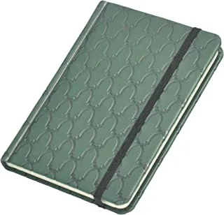 FIS FSNBEX5MA6GRD1 96 ورقة 5 مم مربع إيطالي من البولي يوريثان غطاء عاجي للدفتر الورقي مع شريط مطاطي اللون الأخضر ، مقاس A6
