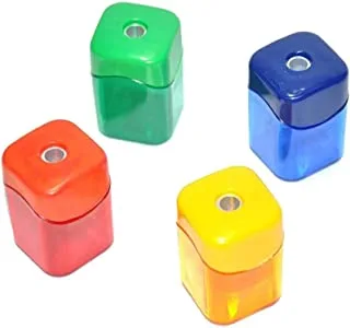 FIS FSSP60204 مبراة بلاستيكية على شكل مربع بفتحة واحدة ، 12 عبوة ، ألوان متنوعة