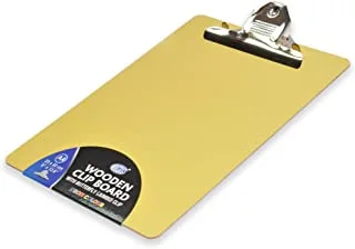 FIS Neon Wooden Clipboard A4 Size with Butterfly Jumbo Clip, Yellow - FSCBA4JUYL