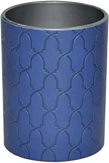 FIS FSPHPUBLD1 Italian PU Pen Holder with Embossed Designs and Sewing, Blue