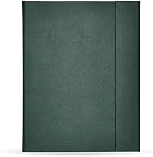 FIS FSMFEXNBA4GR Italian PU Cover with Writing Pad Single Ruled 96 Sheets Ivory Paper Magnetic Folder, A4 Size, Green