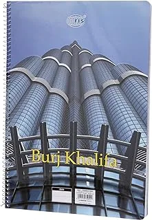 FIS FSNBA41903 70 GSM 8 mm Single Line Burj Khalifa Spiral Notebook, 70 Sheets, A4 Size
