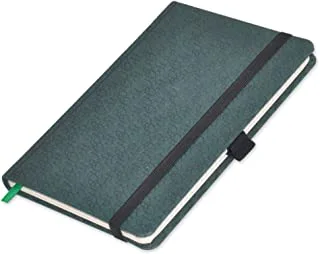 FIS Executive Notebook, Size 13x21CM, 96 Sheets Single Line With Elastic PU Window Green Design 5 -FSNBEX13X21GRD5
