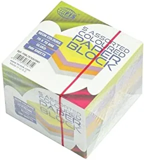 FIS FSBL7X7G5C5001 5 Color 500 Sheets Glued Paper Block, 70 mm x 70 mm Size, Neon