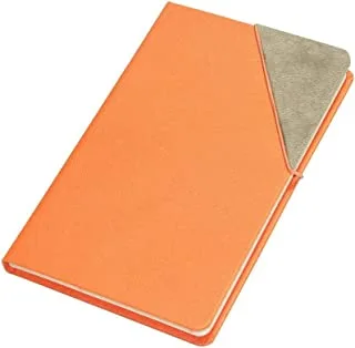 FIS FSNB1321SLTOR 120 Sheets Italian PU Cover Ivory Paper Single Ruled Notebook with Corner Elastic Band, 13 cm x 21 cm Size, Orange