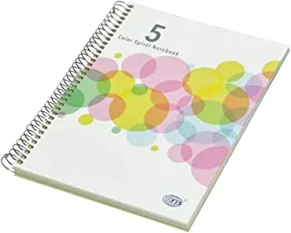 دفتر ملاحظات من FIS FSNBSB51005C مكون من 100 ورقة بخمسة ألوان بغطاء صلب حلزوني ، مقاس B5