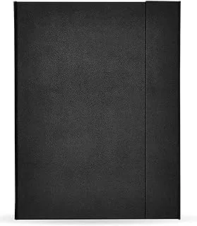 FIS FSMFEXNBA4BK Italian PU Cover with Writing Pad Single Ruled 96 Sheets Ivory Paper Magnetic Folder, A4 Size, Black