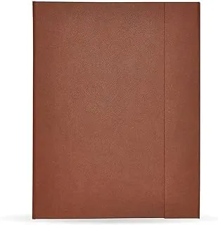 FIS FSMFEXNBA5BR Italian PU Cover with Writing Pad Single Ruled 96 Sheets Ivory Paper Magnetic Folder, A5 Size, Brown