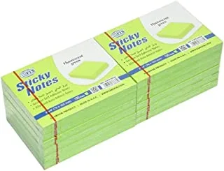 FIS FSPO34FGR Sticky Note Pads, 100 Sheets, 12-Pack, 3-inch x 4-inch Size, Fluorescent Green