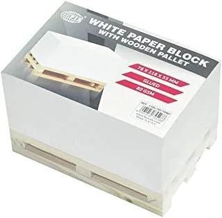 FIS FSBL78X118WP White Paper Block with Glued Wodden Pallet 80 GSM, 78 mm x 118 mm x 55 mm Size