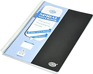 دفتر ملاحظات بغطاء ناعم من FIS FSNBSA4FRPPBK French Ruling Spiral PP Soft Cover ، 100 ورقة ، مقاس A4 ، أسود