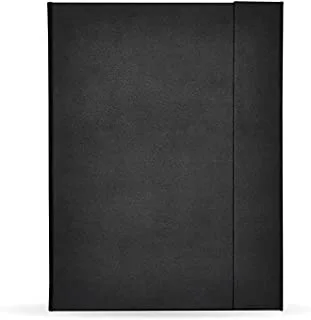FIS FSMFEXNBA5BK Italian PU Cover with Writing Pad Single Ruled 96 Sheets Ivory Paper Magnetic Folder, A5 Size, Black