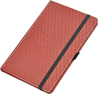 FIS Executive Notebook, Size 13x21CM, 96 Sheets Single Line With Elastic PU Window Maroon Design 3 -FSNBEX13X21MRD3