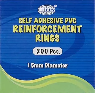 FIS FSRR-200 Self Adhesive PVC Re-inforcement Rings 500-Piece Set, 15 mm Diameter