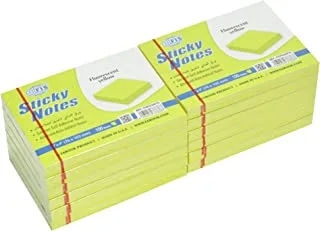 FIS FSPO34FYL Sticky Note Pads, 100 Sheets, 12-Pack, 3-inch x 4-inch Size, Fluorescent Yellow