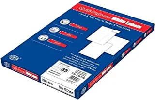 FIS FSLA33-100 33 Stickers Multipurpose Laser Label 100 Sheet, A4 Size, White