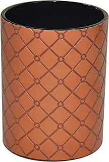 FIS FSPHPUBRD2 Italian PU Pen Holder with Embossed Designs and Sewing, Brown
