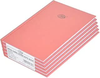 FIS FSNBA5N250 دفتر ملاحظات بغلاف نيون أحادي الخط 5 قطع ، 100 ورقة ، مقاس A5 ، أحمر