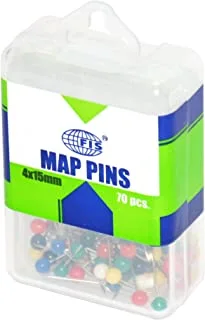 FIS FSDPJ9051 Map Pins ألوان متنوعة 70 قطعة ، مقاس 4 مم × 15 مم