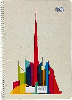 FIS FSNBA41901 70 GSM 8 mm Single Line Burj Khalifa Spiral Notebook ، 70 ورقة ، مقاس A4