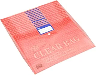 FIS Pack of 12 Pieces Clear Bag With Name Card Pocket Red/White