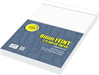 FIS Single 8 mm Feint Ruled Paper, 400 Single Sheets, F/S (210 x 330 mm) Size - FSPA60FSS