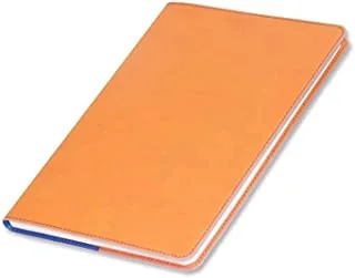 FIS Fsnba5or 96 Sheets Single Ruled Italian PU Cover Executive Soft Cover Notebook with Gift Box, A5 Size, Orange