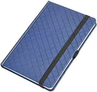 FIS 96 Sheets 5 mm Square Italian PU Cover Ivory Paper Notebook with Elastic Band and Pen Holder, 13 cm x 21 cm Size, Blue