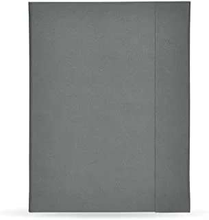 FIS FSMFEXNBA5GY Italian PU Cover with Writing Pad Single Ruled 96 Sheets Ivory Paper Magnetic Folder, A5 Size, Grey