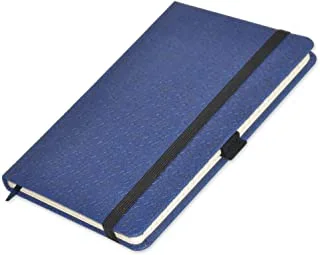 FIS Executive Notebook, Size 13x21CM, 96 Sheets Single Line With Elastic PU Window Blue Design 5 -FSNBEX13X21BLD5