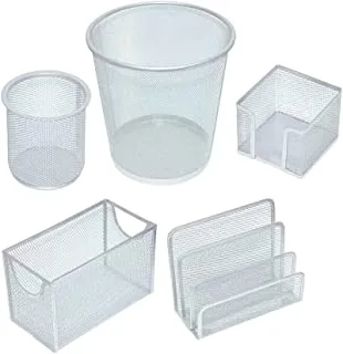 FIS FSDSDS21 Metal Mesh 5-Pieces Office Set, Silver
