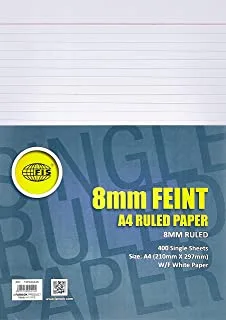 FIS FSPA60A4S Single Feint Ruled Paper, 400 Sheets, A4 Size, 8 mm Size